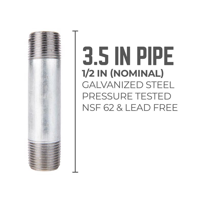 STZ Industries 1/2 in. MIP each X 1/2 in. D MIP Galvanized Steel 3-1/2 in. L Nipple