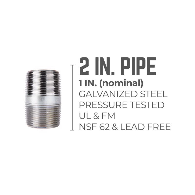 STZ Industries 1 in. MIP each X 1 in. D MIP Galvanized Steel 2 in. L Nipple