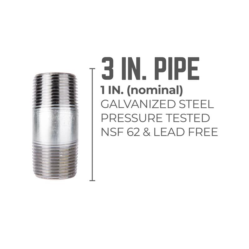 STZ Industries 1 in. MIP each X 1 in. D MIP Galvanized Steel 3 in. L Nipple