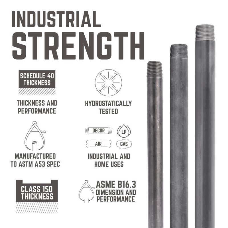 STZ Industries 3/8 in. MIP each X 3/8 in. D MIP Black Steel 2-1/2 in. L Nipple