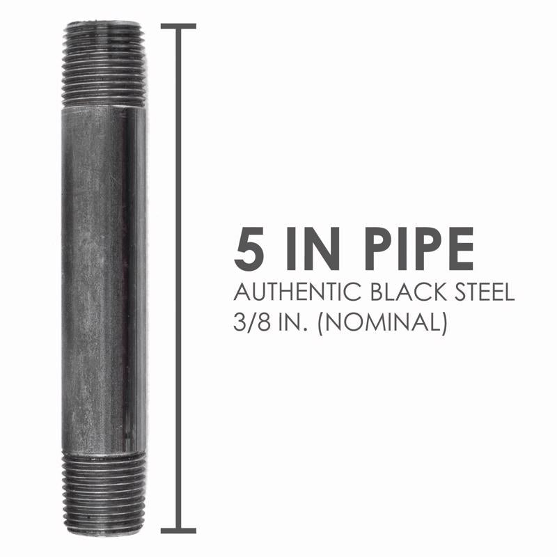 STZ Industries 3/8 in. MIP each X 3/8 in. D MIP Black Steel 5 in. L Nipple