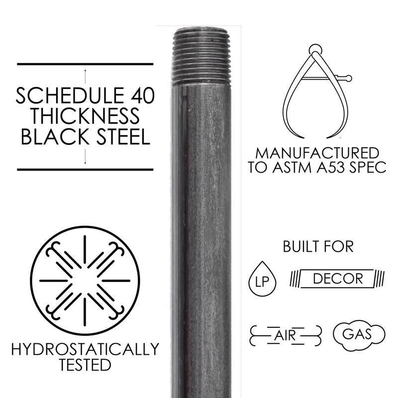 STZ Industries 1/2 in. MIP each X 1/2 in. D MIP Black Steel Close Nipple
