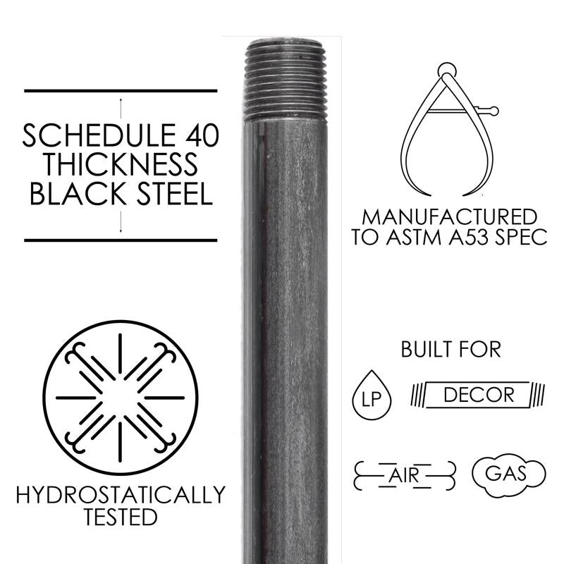 STZ Industries 1/2 in. MIP each X 1/2 in. D MIP Black Steel 2 in. L Nipple