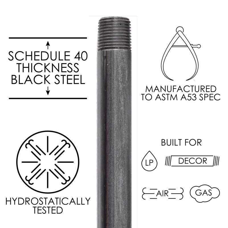 STZ Industries 1 in. MIP each X 1 in. D MIP Black Steel Close Nipple