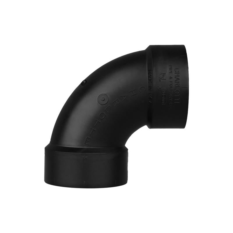 Charlotte Pipe 3 in. Hub X 3 in. D Hub ABS 90 Degree Elbow