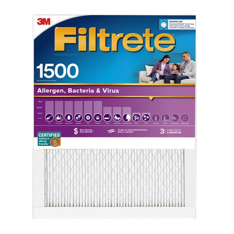 Filtrete 20 in. W X 20 in. H X 1 in. 1500 MPR Pleated Allergen Air Filter