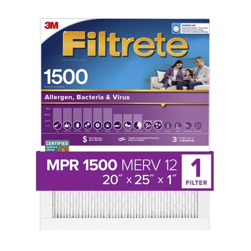 Filtrete 20 in. W X 25 in. H X 1 in. 1500 MPR Pleated Allergen Air Filter