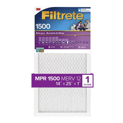Filtrete 14 in. W X 25 in. H X 1 in. 1500 MPR Pleated Allergen Air Filter