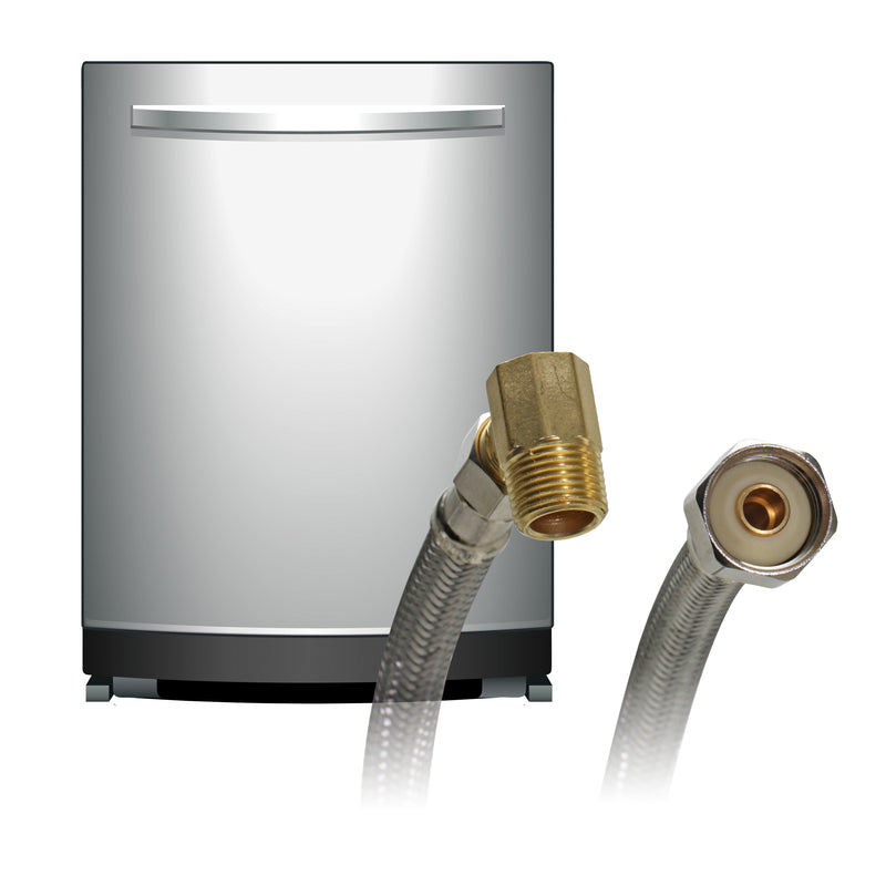 Fluidmaster 3/8 in. Compression X 1/2 in. D Compression 48 in. Stainless Steel Dishwasher Supply Lin