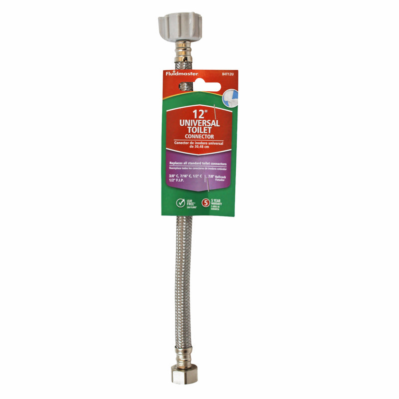 Fluidmaster 1/2 in. Ballcock Ah X 7/8 in. D Ballcock 12 in. Braided Stainless Steel Supply Line