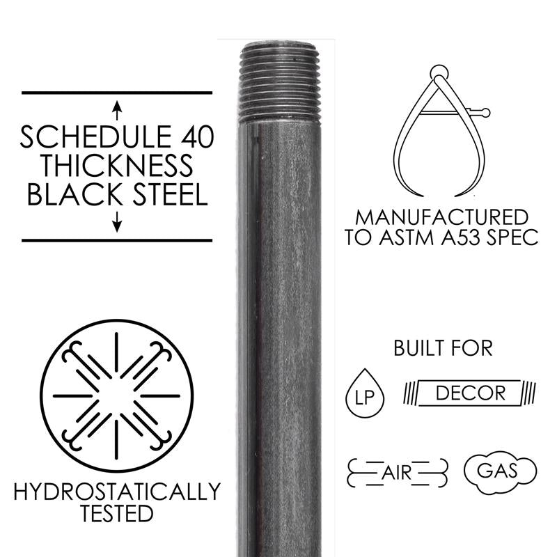 STZ Industries 1 in. MIP each X 1 in. D MIP Black Steel 7 in. L Nipple