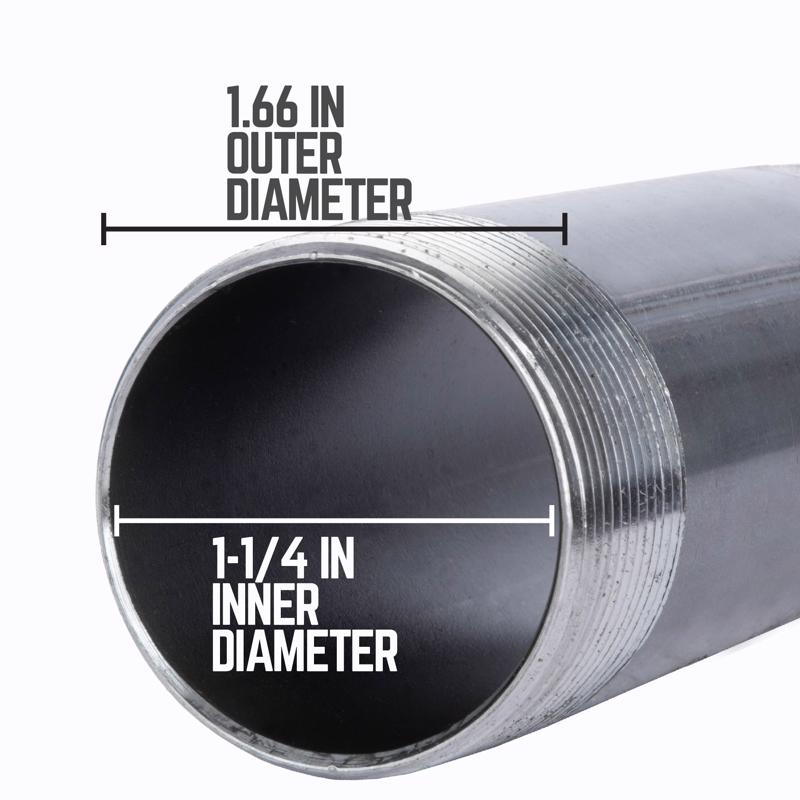STZ Industries 1-1/4 in. MIP each X 1-1/4 in. D MIP Black Steel 10 in. L Nipple
