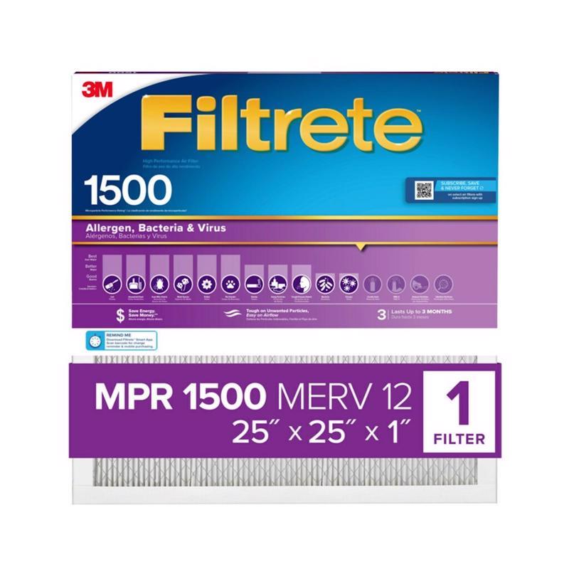 Filtrete 25 in. W X 25 in. H X 1 in. 1500 MPR Pleated Air Filter