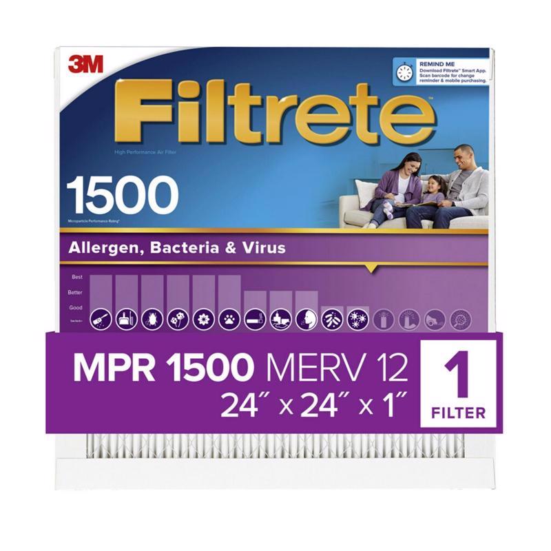 Filtrete 24 in. W X 24 in. H X 1 in. 1500 MPR Pleated Allergen Air Filter
