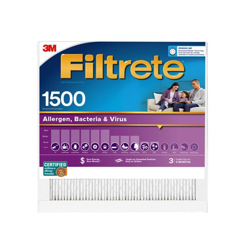 Filtrete 24 in. W X 24 in. H X 1 in. 1500 MPR Pleated Allergen Air Filter