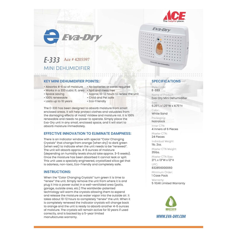 Eva-Dry 333 ft 6 oz Mini-Dehumidifier