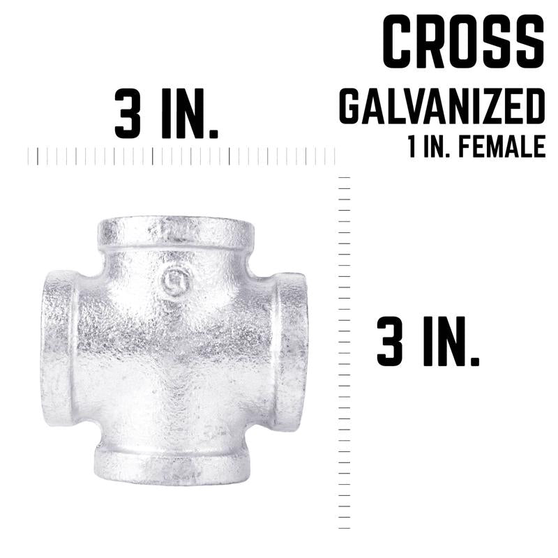 STZ Industries 1 in. FIP X 1 in. D FIP 1 in. D FIP Galvanized Malleable Iron 3 in. L Cross