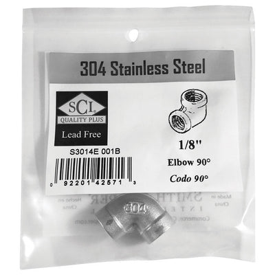 Smith-Cooper 1/8 in. FPT X 1/8 in. D FPT Stainless Steel 90 Degree Elbow