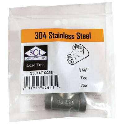 Smith-Cooper 1/4 in. FPT X 1/4 in. D FPT 1/4 in. D FPT Stainless Steel Tee