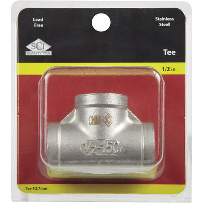 Smith-Cooper 1/2 in. FPT X 1/2 in. D FPT 1/2 in. D FPT Stainless Steel Tee