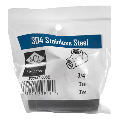 Smith-Cooper 3/4 in. FPT X 3/4 in. D FPT 3/4 in. D FPT Stainless Steel Tee