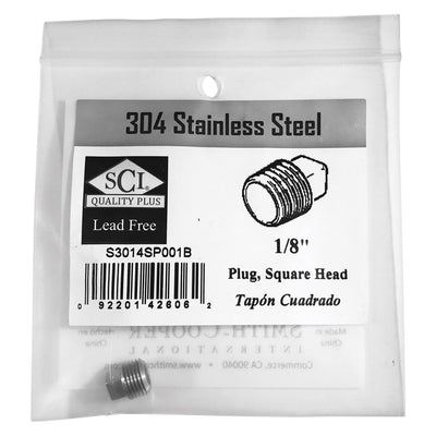 Smith-Cooper 1/8 in. MPT Stainless Steel Square Head Plug