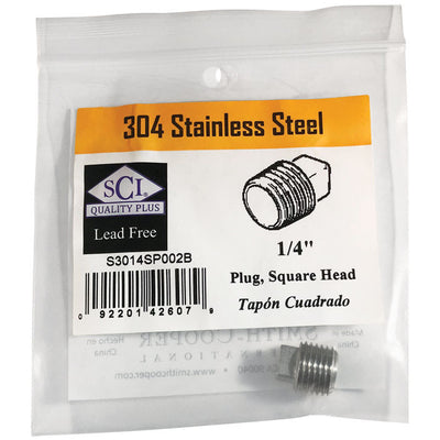 Smith-Cooper 1/4 in. MPT Stainless Steel Square Head Plug