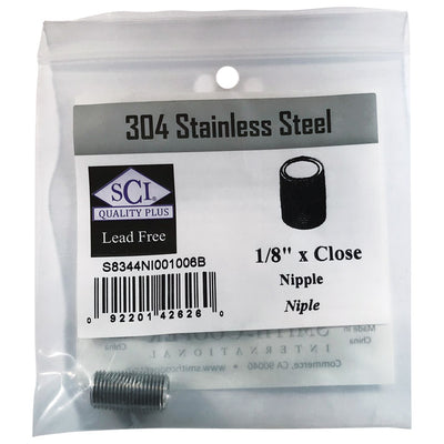 Smith-Cooper 1/8 in. MPT Stainless Steel Close in. L Nipple