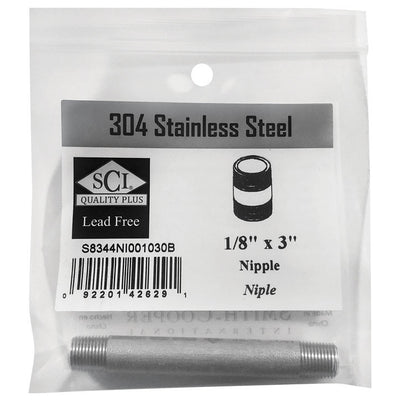 Smith-Cooper 1/8 in. MPT Stainless Steel 3 in. L Nipple