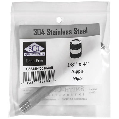 Smith-Cooper 1/8 in. MPT Stainless Steel 4 in. L Nipple
