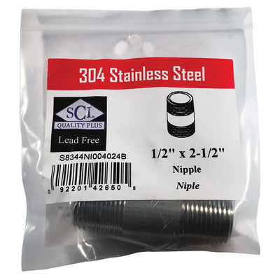 Smith-Cooper 1/2 in. MPT Stainless Steel 2-1/2 in. L Nipple