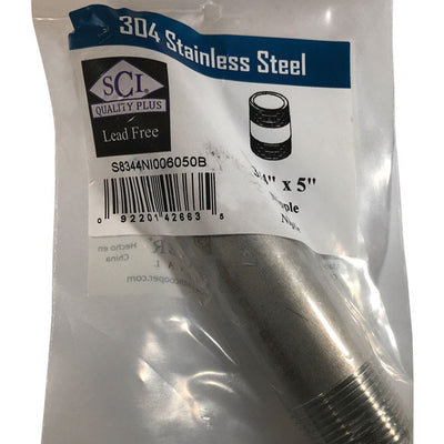 Smith-Cooper 3/4 in. MPT Stainless Steel 5 in. L Nipple