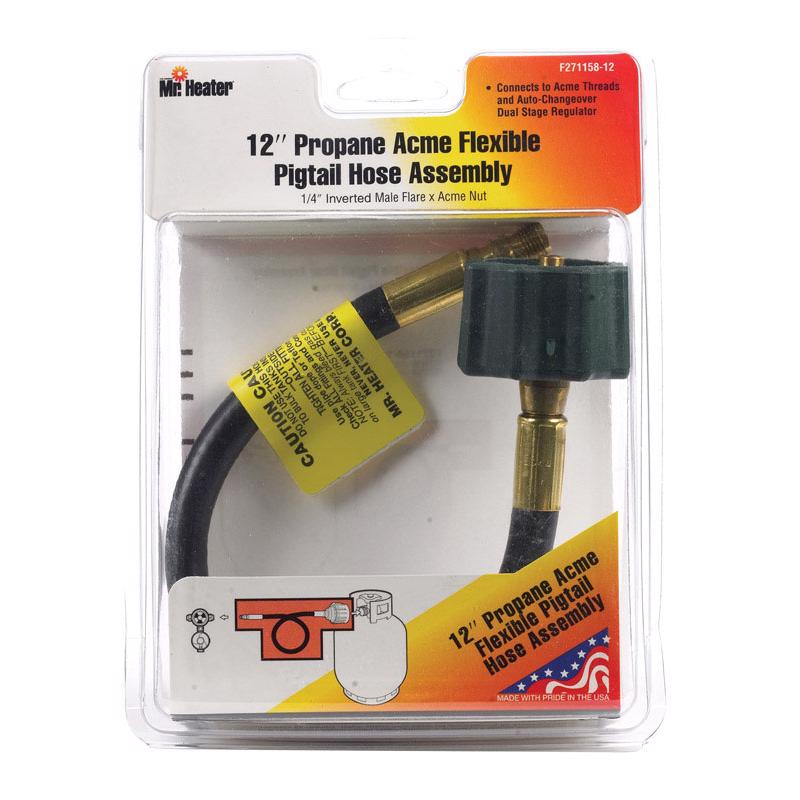 Mr. Heater 1/4 in. D X 12 in. L Brass/Plastic Acme Nut x Inverted Male Flare Hose Assembly