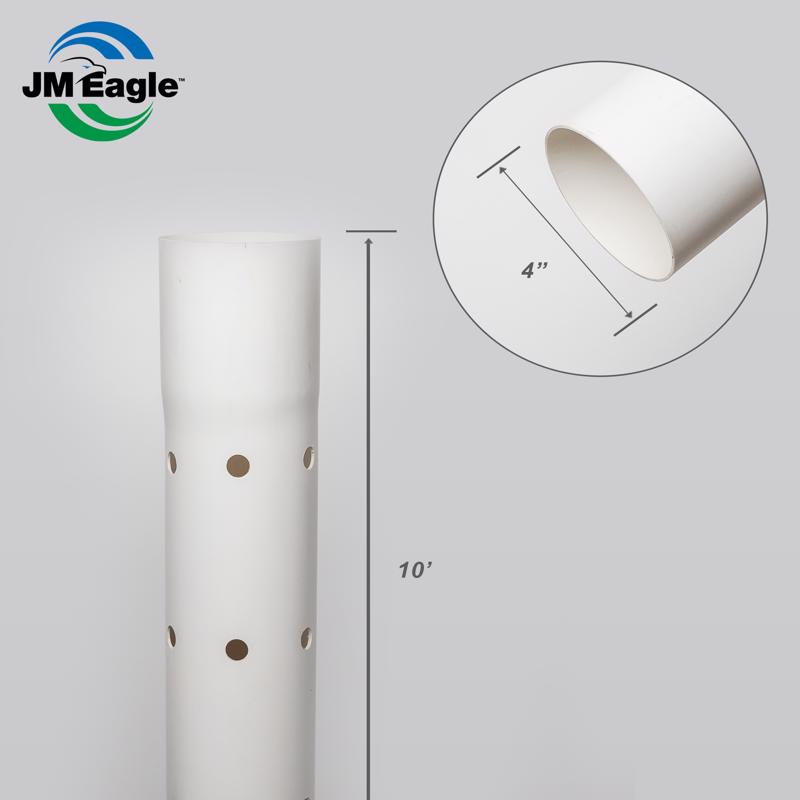 JM Eagle 2729 PVC Sewer Perforated 3 in. D X 10 ft. L Bell 0 psi