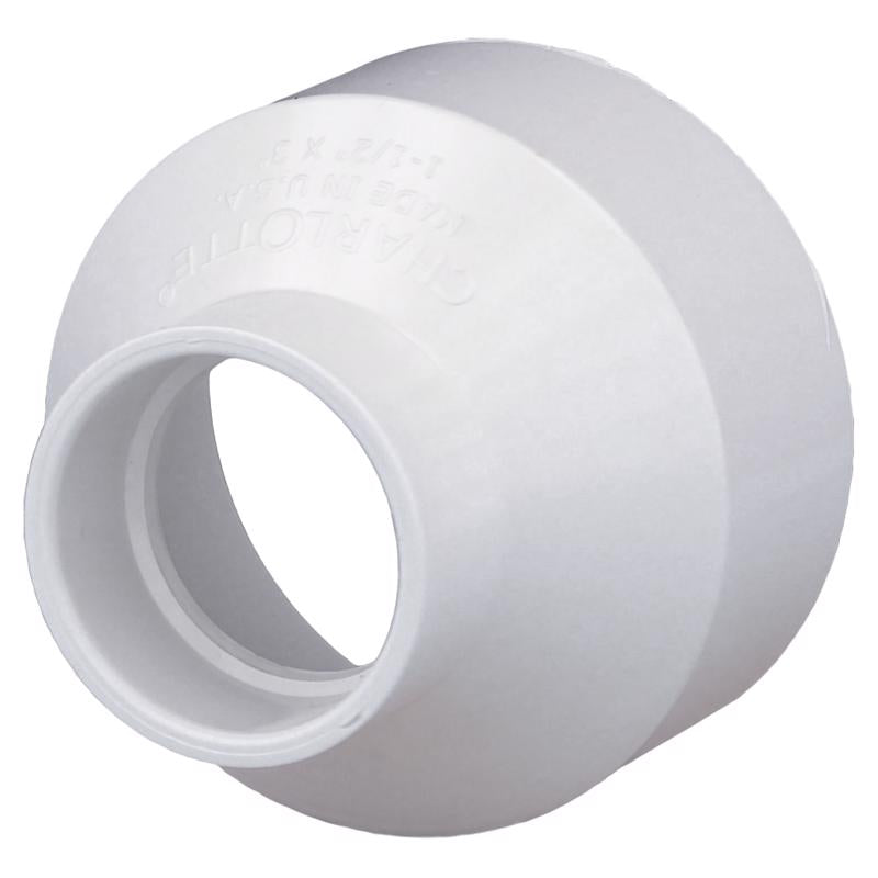 Charlotte Pipe Schedule 40 1-1/2 in. Hub X 3 in. D Hub PVC Reducing Coupling