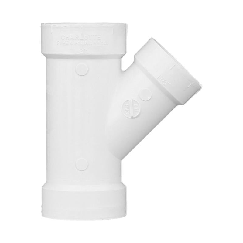 Charlotte Pipe Schedule 40 1-1/2 in. Hub X 2 in. D Hub PVC Reducing Wye
