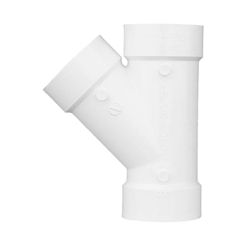 Charlotte Pipe Schedule 40 3 in. Hub X 3 in. D Hub PVC Wye