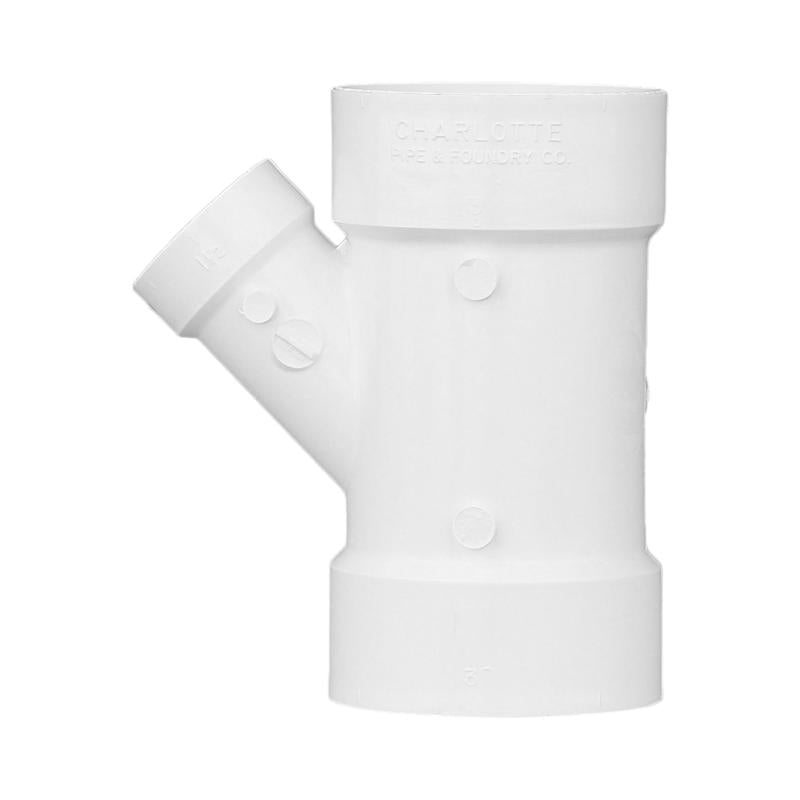 Charlotte Pipe Schedule 40 3 in. Hub X 3 in. D Hub PVC Reducing Wye