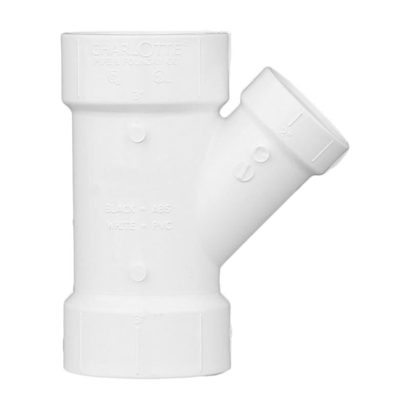 Charlotte Pipe Schedule 40 3 in. Hub X 3 in. D Hub PVC Reducing Wye
