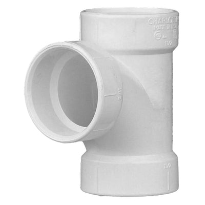 Charlotte Pipe Schedule 40 1-1/2 in. Hub X 1-1/2 in. D Hub PVC Sanitary Tee