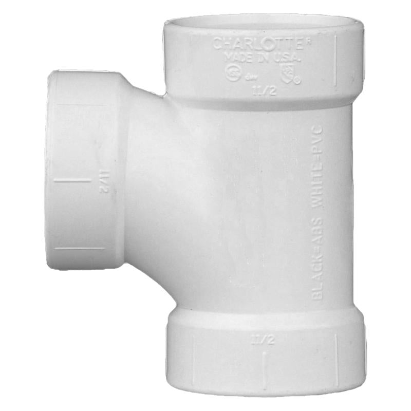 Charlotte Pipe Schedule 40 1-1/2 in. Hub X 1-1/2 in. D Hub PVC Sanitary Tee