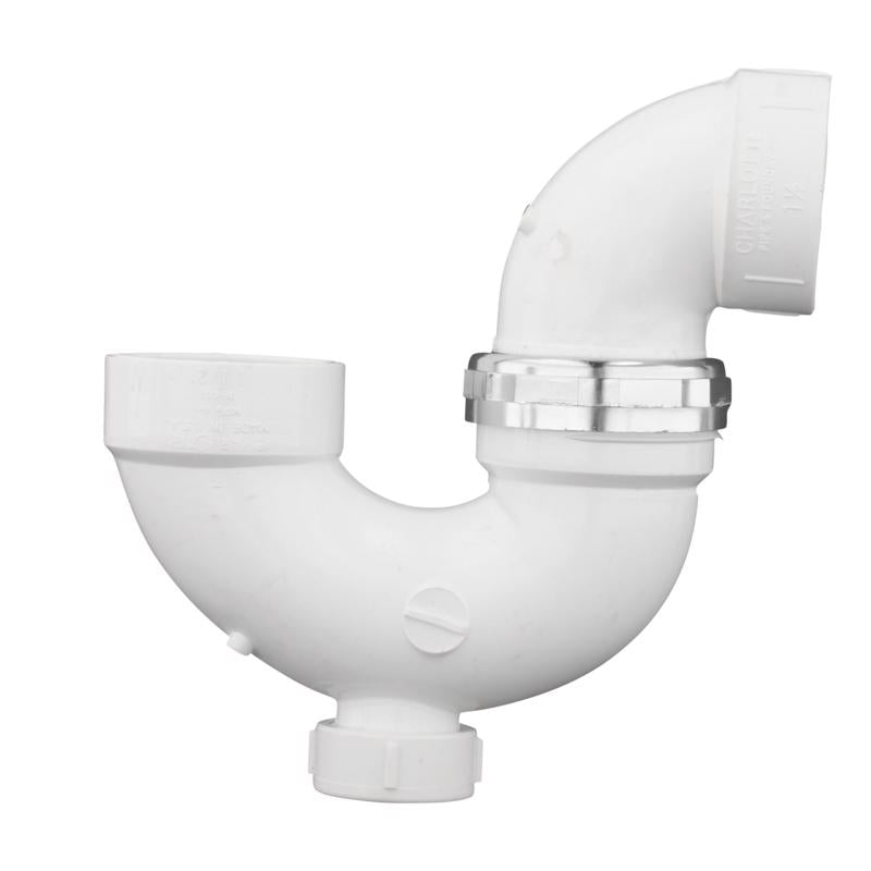 Charlotte Pipe 1-1/2 in. Hub X 1-1/2 in. D Hub PVC P-Trap with Clean Out