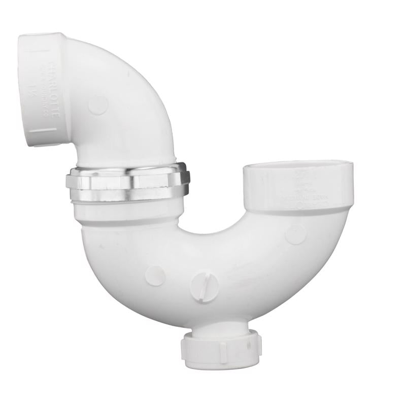 Charlotte Pipe 1-1/2 in. Hub X 1-1/2 in. D Hub PVC P-Trap with Clean Out