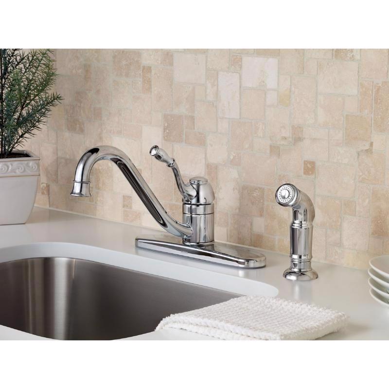 Moen Lindley One Handle Chrome Kitchen Faucet Side Sprayer Included