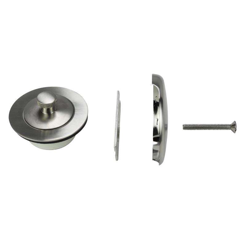 Danco 1-1/2 in. Brushed Nickel Gray Round Brass Lift and Turn Tub Drain Trim Kit
