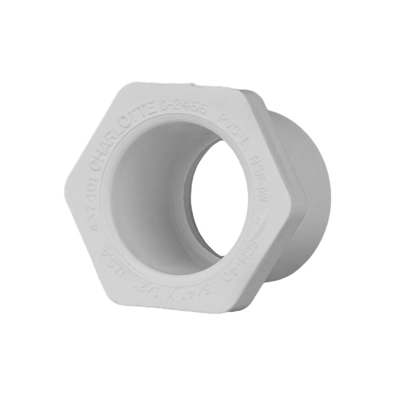 Charlotte Pipe Schedule 40 3/4 in. Spigot X 1/2 in. D Slip PVC Reducing Bushing
