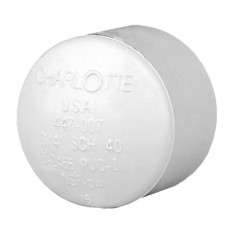 Charlotte Pipe Schedule 40 3/4 in. Socket X 3/4 in. D Socket PVC Cap