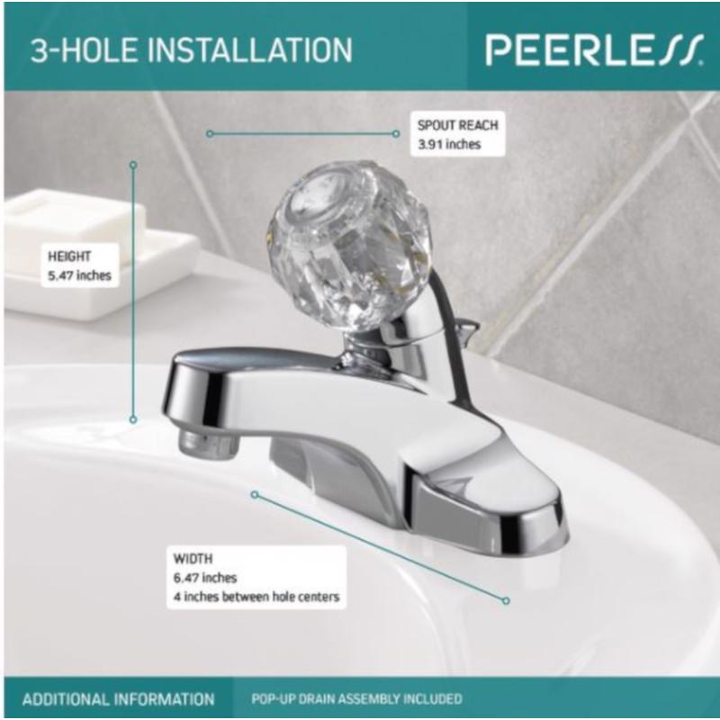 Peerless Chrome Traditional Bathroom Faucet 4 in.