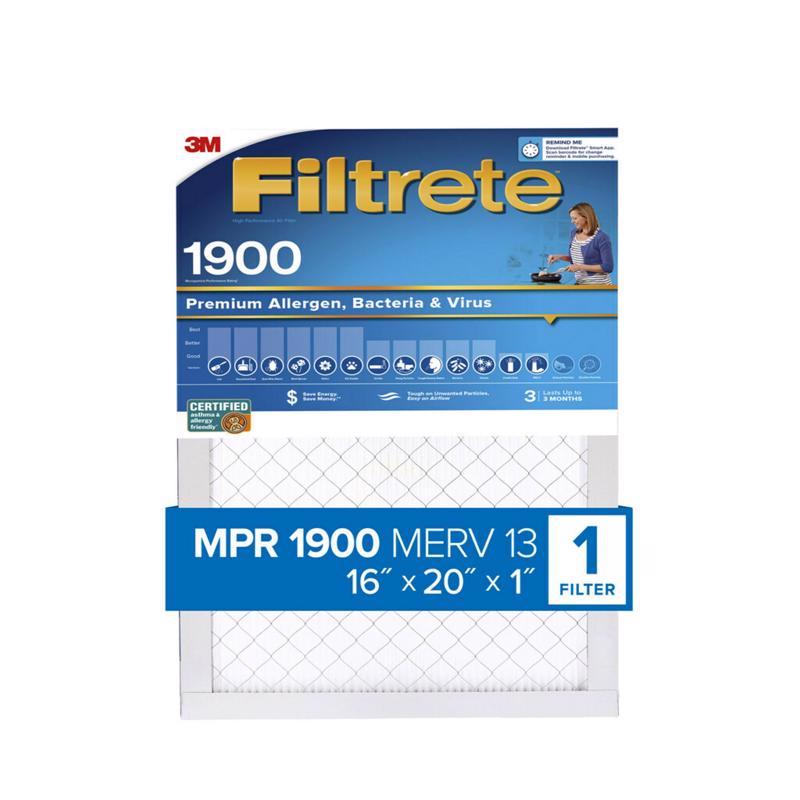 Filtrete 16 in. W X 20 in. H X 1 in. Polypropylene 1900 MPR Pleated Allergen Air Filter