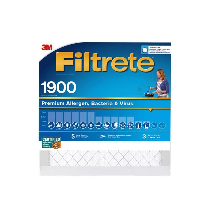 Filtrete 20 in. W X 20 in. H X 1 in. Polypropylene 1900 MPR Pleated Allergen Air Filter